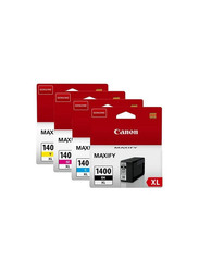 Canon Pgi-1400 Xl Black and Tri-Color Pigment Ink Cartridge, 4 Pieces