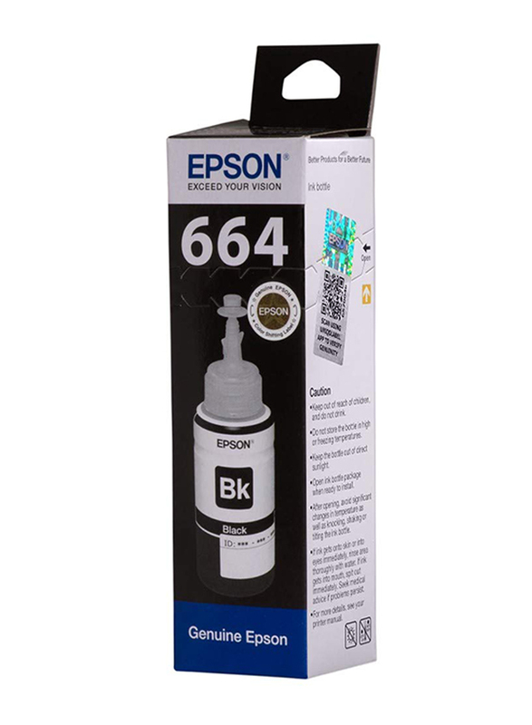 Epson T664 Black EcoTank Ink Bottle, 70ml