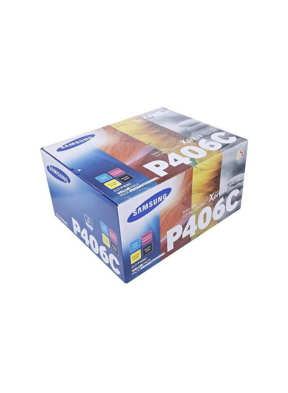 Samsung P406C Black and Tri-Color Toner Cartridge, 4 Pieces