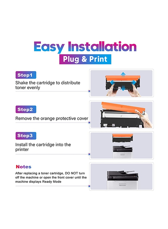 Samsung CLT-P404S Black and Tri-Color Laser Toner Cartridge, 4 Pieces