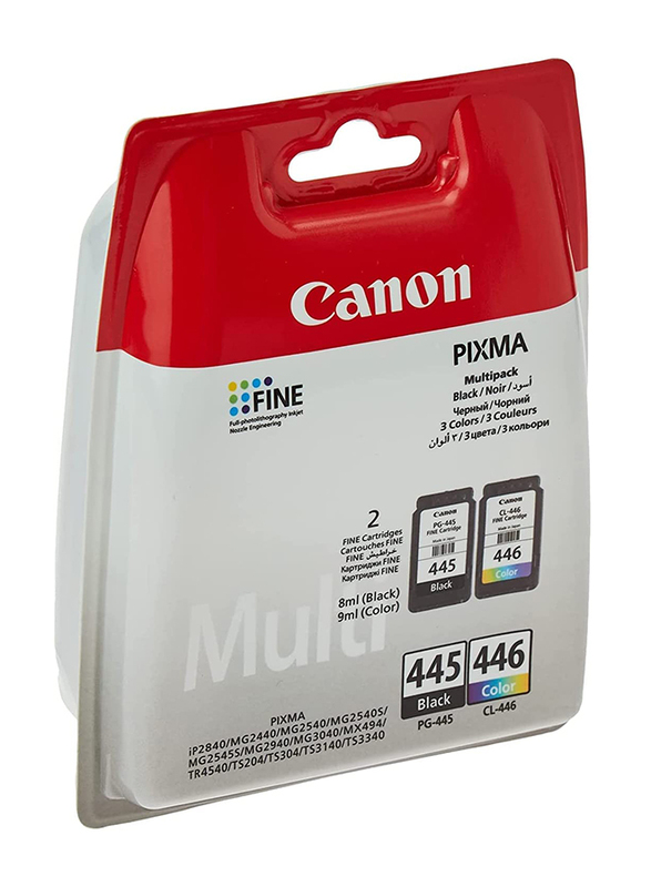 Canon 445 Black and Tri-Color 446 Pixma Ink Fine Cartridge Set, 2 Pieces