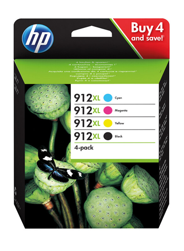 

HP 912XL Black and Tri-Color High Yield Original Ink Cartridge, 4 Pieces