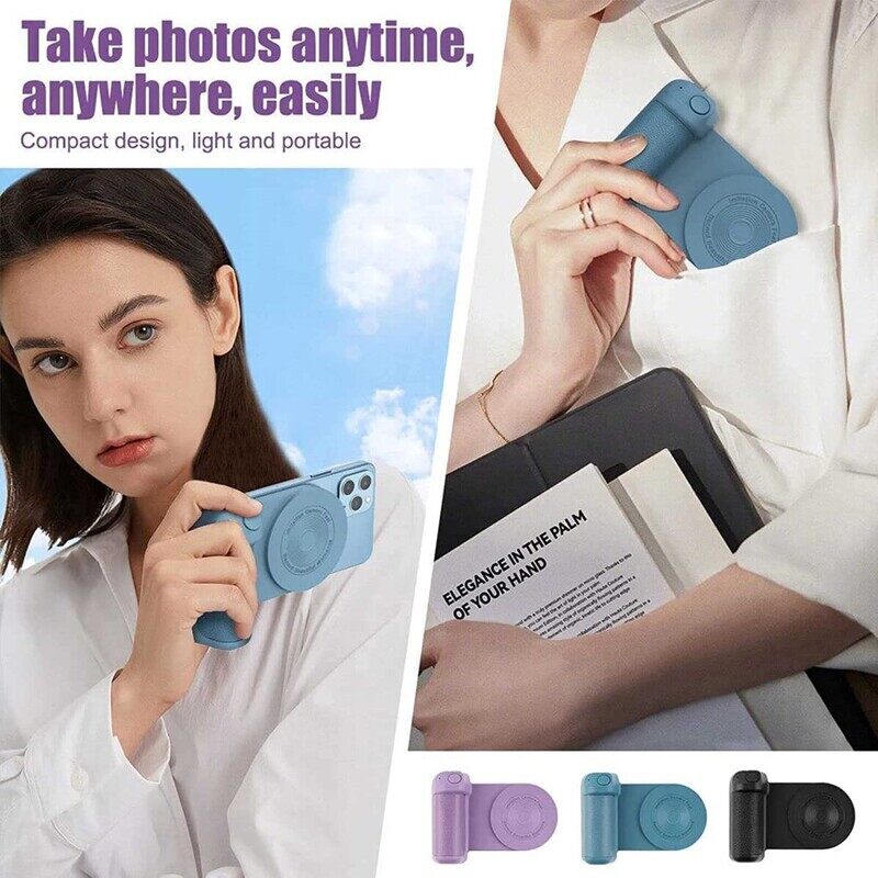 3 In 1 Camera Holder Grip + Wireless Charging Stand + Bluetooth Handheld Selfie Stick black color