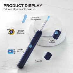 Ear Wax Removal, Ear Cleaner with Camera with 1080P, Ear Wax Removal Tool with 6 LED Light Blue