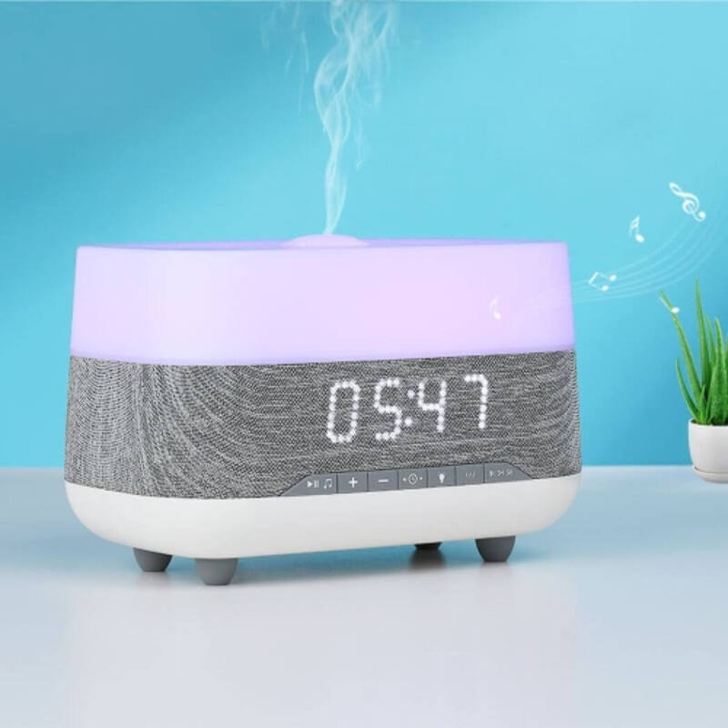 Bluetooth Clock Aromatherapy Humidifier Speaker with 7 Color Ambient Light