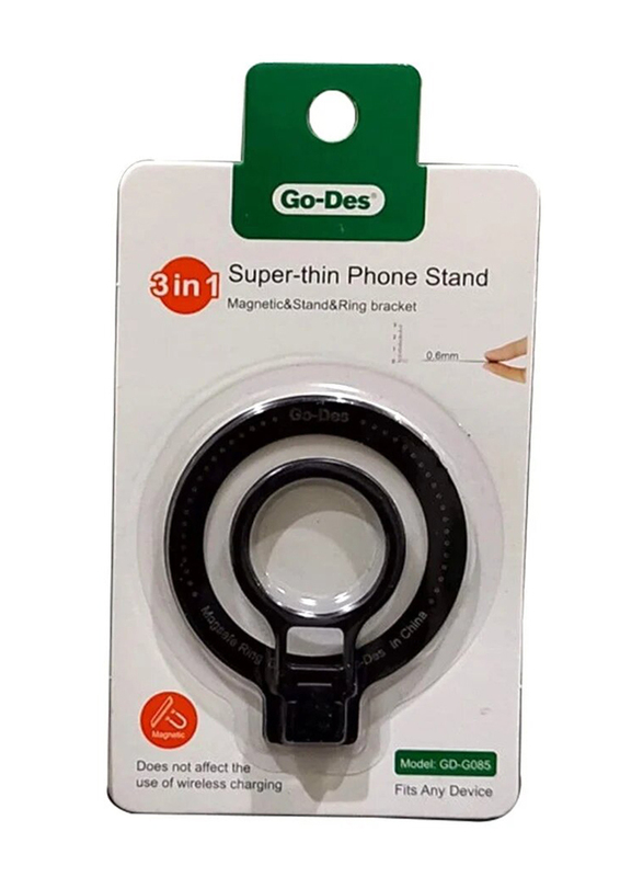 Go-Des 3-in-1 Super Thin Stand for Smartphones, Black