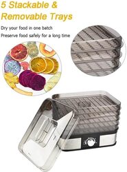 AS2 Food Dehydrator with Adjustable Heat, Silver/Black