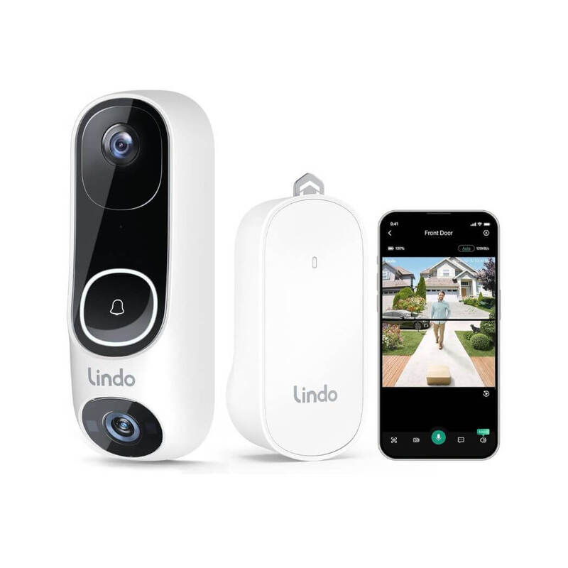 Lindo Dual Camera Video Doorbell 2K IPF7 Waterproof