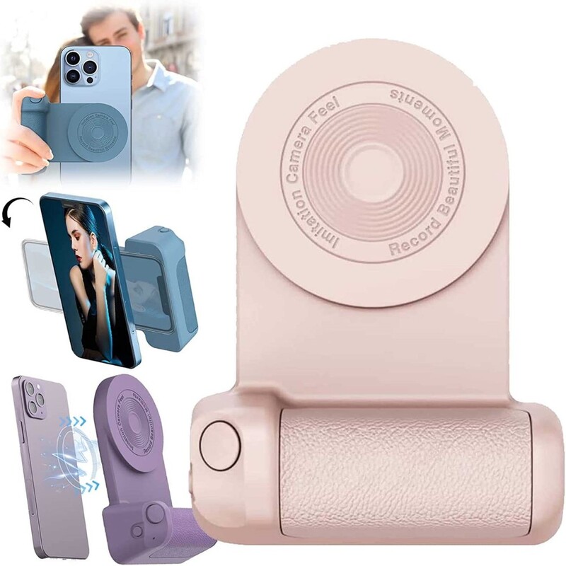 3 In 1 Camera Holder Grip + Wireless Charging Stand + Bluetooth Handheld Selfie Stick pink color