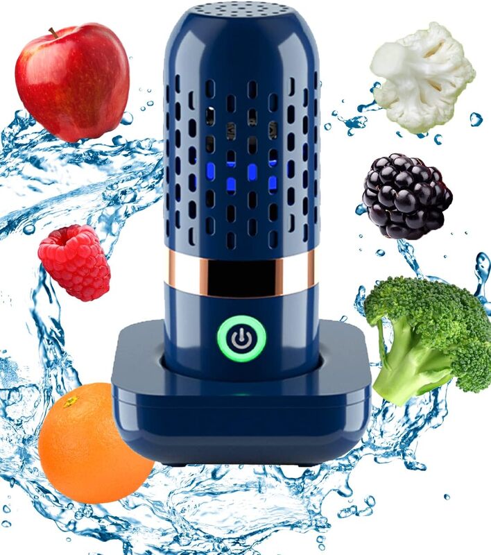 Vegetable and Fruit Cleaner Machine, Aquapur Water Proof Fruit Cleaning Device with OH ion Purification Technology 250min Working time and Wireless Charging, for Cleaning Fruit, Grain,Meat