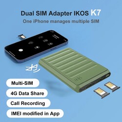 IKOS K7 Dual Sim Adapter with 4G Support for iPhone