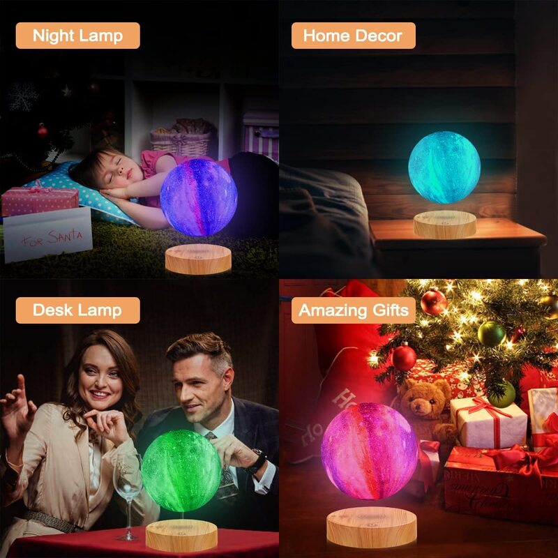 VGAzer 16 Colors Levitating LED 3D Galaxy Moon Lamp with Remote Control, Multicolour