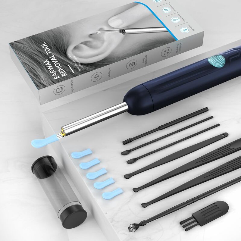 Ear Wax Removal, Ear Cleaner with Camera with 1080P, Ear Wax Removal Tool with 6 LED Light Blue