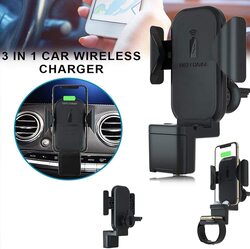 Volwco 3-in-1 Wireless Car Charger Mount, Black