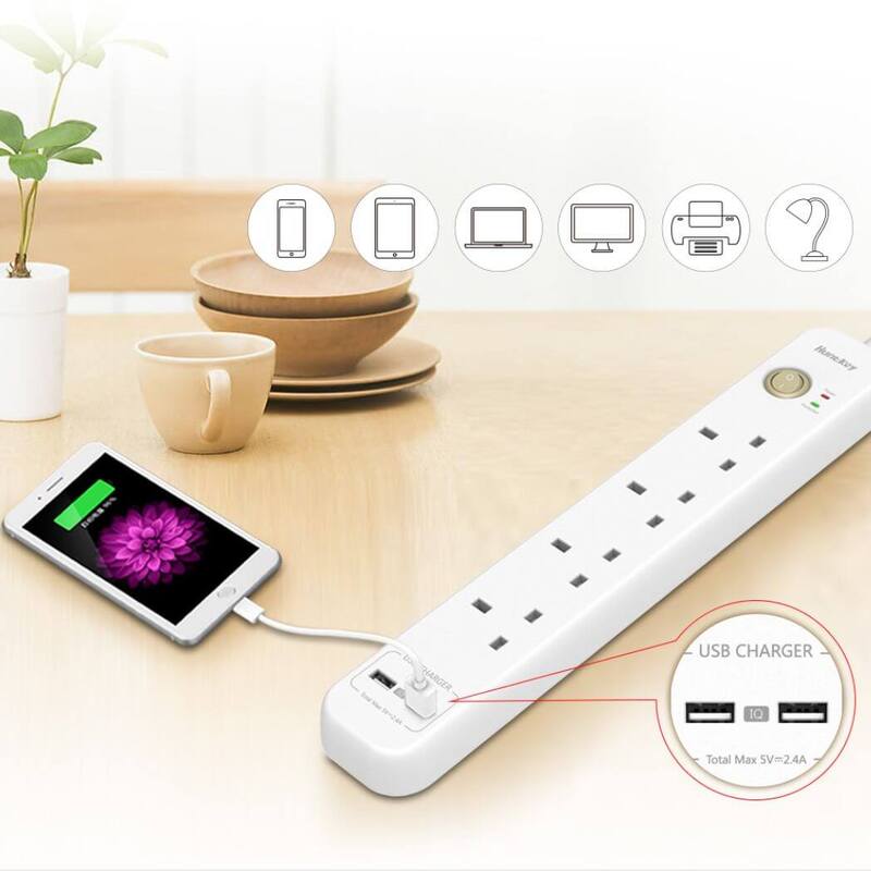 Huntkey SUC507 Surge Protector 4 Outlets with 2 Smart USB Ports 5VDC 2.4A
