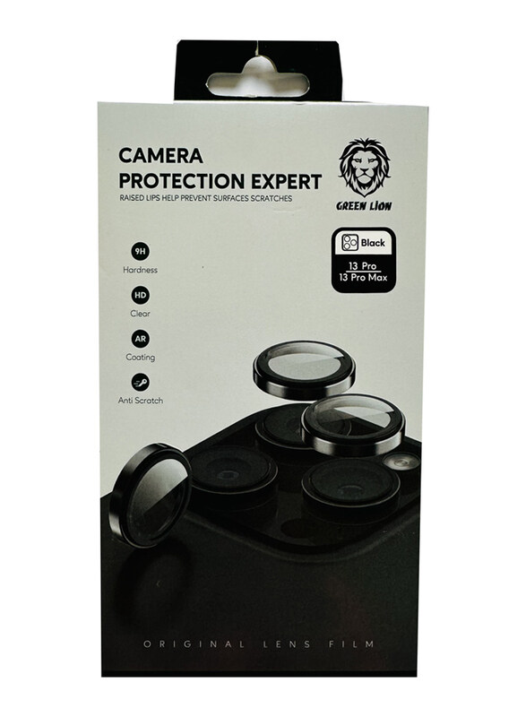 

Green Lion HD Plus Apple iPhone 13 Pro/13 Pro Max Camera Lens Protector, Black