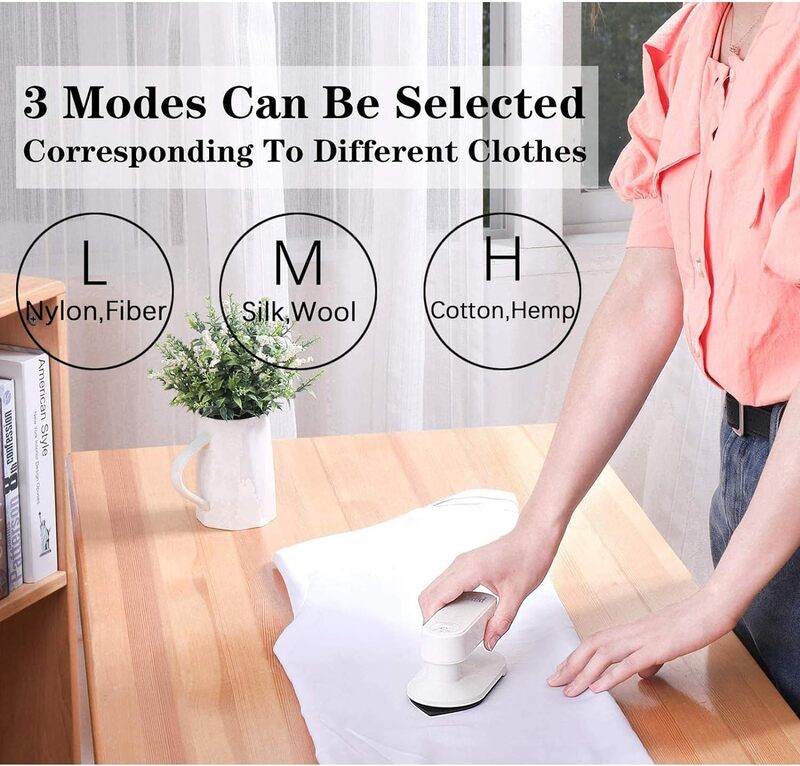 Travel Steam Iron, Wireless Mini Electric Iron Handheld Garment Steamer for Clothes with Spray Easy To Operate Rapid Heating Rechargeable USB 3 Adjustable Temperatures