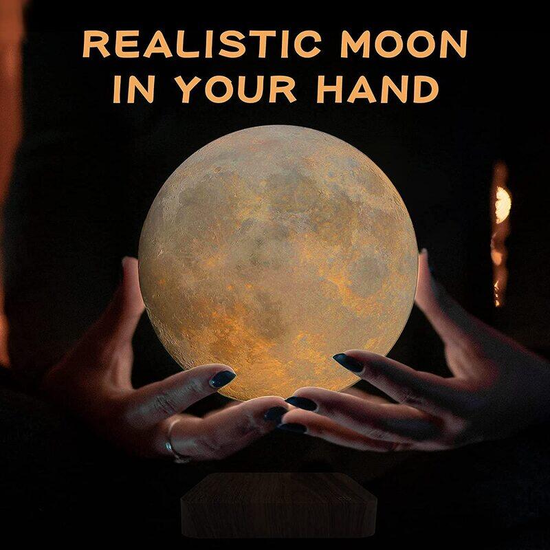 PeacePlanet Gift Levitating Float & Rotate LED Moon Night Lamp, White