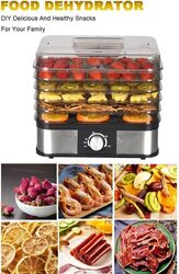 AS2 Food Dehydrator with Adjustable Heat, Silver/Black