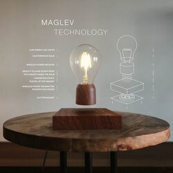 Vitacelli Magnetic Levitating Floating Wireless LED Light Desk Lamp Bulb, Brown