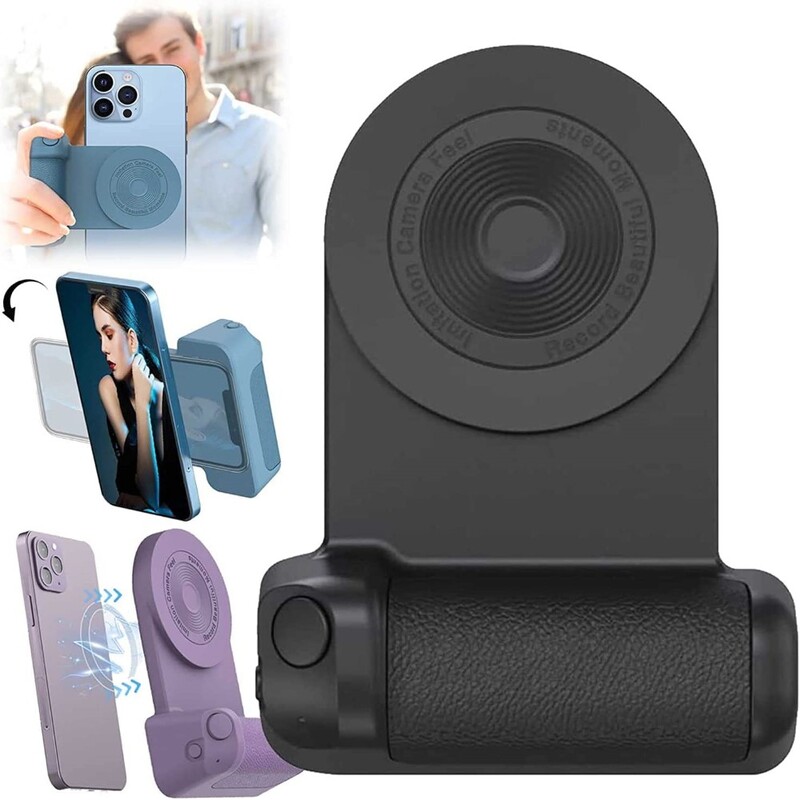 3 In 1 Camera Holder Grip + Wireless Charging Stand + Bluetooth Handheld Selfie Stick black color