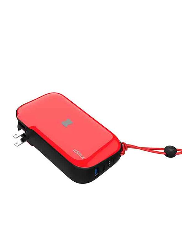 Idmix CH06 10000mAh 3 In 1 Mr Charger Portable Power Bank with USB Type C Input, Red