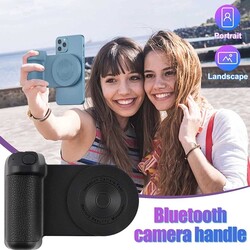 3 In 1 Camera Holder Grip + Wireless Charging Stand + Bluetooth Handheld Selfie Stick blue color