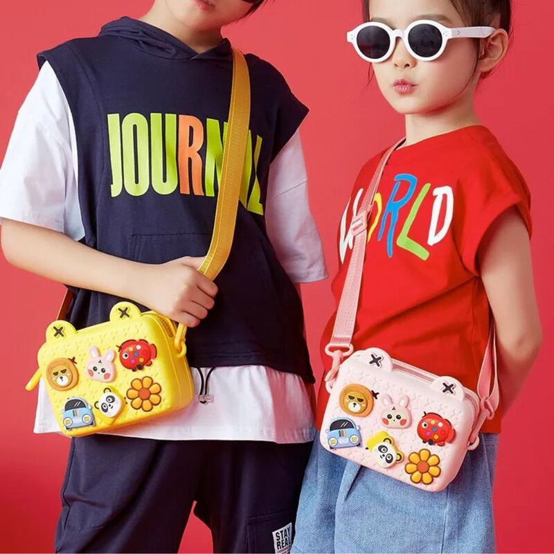 Kids Crossbody Bag Purse DIY Animal Buckles Shoulder Bag Satchel k10 pink