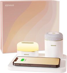 EZVALO 3 in 1 Charger Station with LED Night Light, Portable Bluetooth Speaker, Wireless Charging Station for All Phones, Birthday Tech Gifts