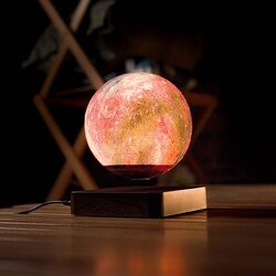 PeacePlanet Levitating & Rotating Galaxy LED Night Table Lamp, Red