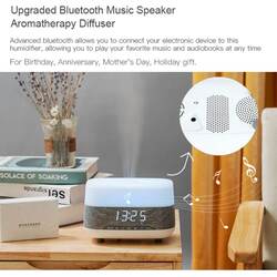 Bluetooth Clock Aromatherapy Humidifier Speaker with 7 Color Ambient Light