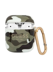 Guess Shinny Camouflage Silicone Case with Anti-Lost Ring for Apple Airpods 2, Multicolour
