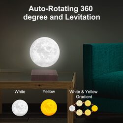 Vgazer 6-Inch 3D Printing Levitating Magnetic Moon Lamps Light, White
