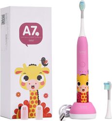 Apiyoo Sonic Electric Kids Toothbrush, A7 Wireless Rechargeable Toothbrush, IPX7 Waterproof with 3 Brushing Modes, 2 Min Smart Timer for Kids. (Pink