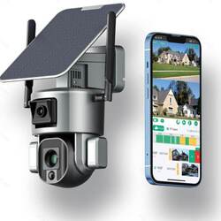 Solar Dual Cameras Ultra Low Power PTZ Battery Camera 4K 4G