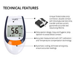 High quality Yasee model blood glucose meter  glucometer with  test strips