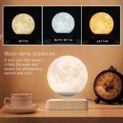 PeacePlanet Float & Rotate Gift Levitating LED Moon Night Lamp, White