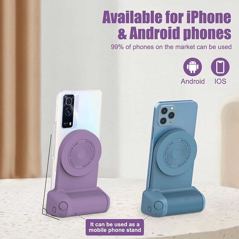 3 In 1 Camera Holder Grip + Wireless Charging Stand + Bluetooth Handheld Selfie Stick pink color