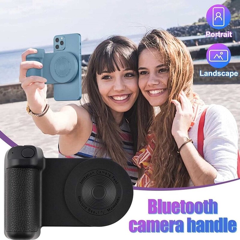 3 In 1 Camera Holder Grip + Wireless Charging Stand + Bluetooth Handheld Selfie Stick black color