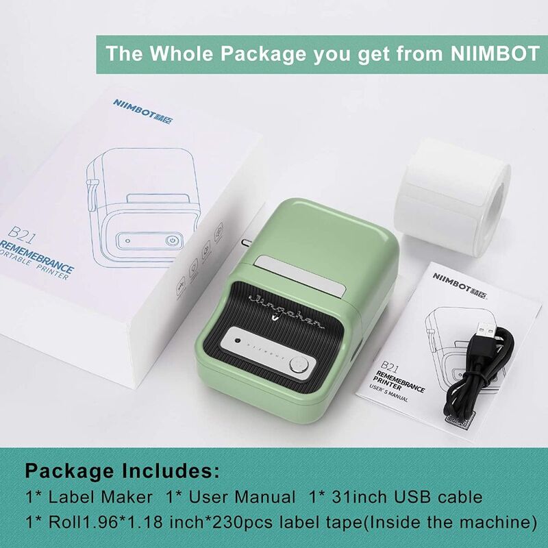 NIIMBOT B21 Label Maker Printer green color