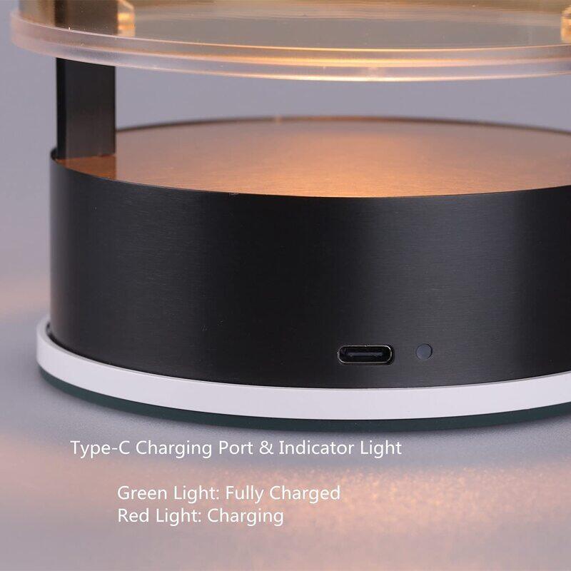 Tubicen Rechargeable Battery Operated 4000mAh LED Cordless Table Lamp, Black