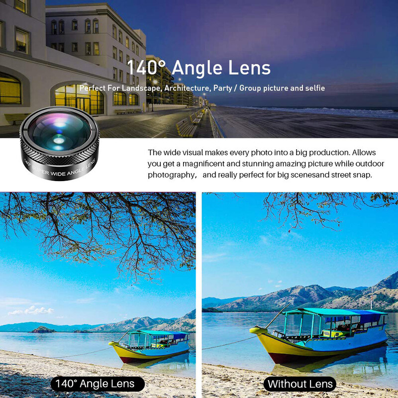 11-in-1 Phone Camera Lens Kit for iPhone, Samsung, Sony, Smartphone, Black