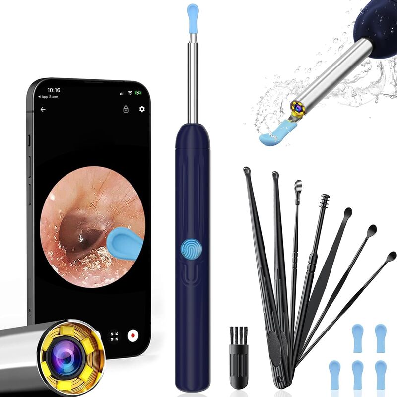 Ear Wax Removal, Ear Cleaner with Camera with 1080P, Ear Wax Removal Tool with 6 LED Light Blue