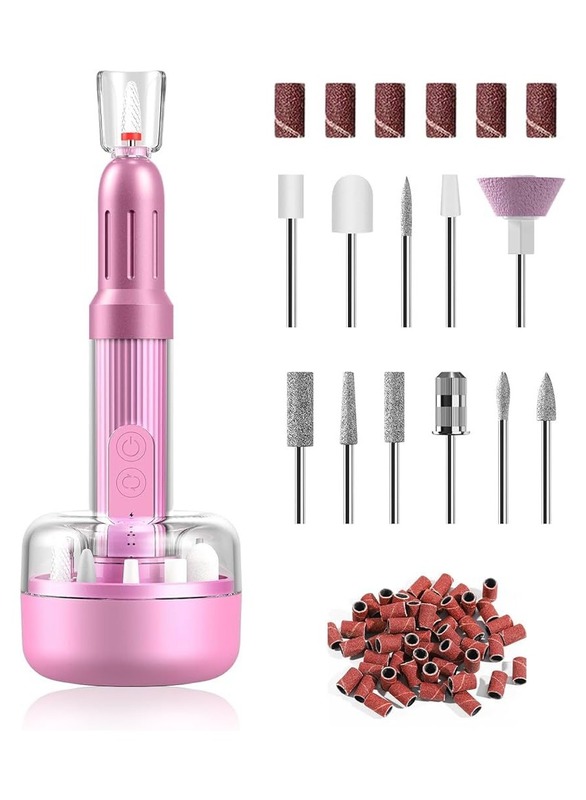 Nail Drill Machine with 12 Drill Bits 6 Speeds USB Nail Drill Machine for Acrylic Gel Nail, Salon Nail Drill Machine Portable Manicure Pedicure Drill for Nair Art, DIY Nail Extension