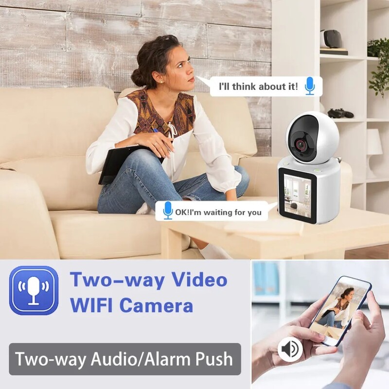 Voice Video Call Wifi PTZ Camera with Screen Baby Monitor