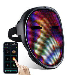 Led Mask with Programmable,Bluetooth Face Mask, Light up Mask for Costumes  USB Rechargable