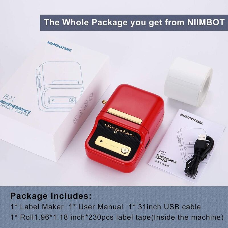 NIIMBOT B21 Label Maker Printer red color