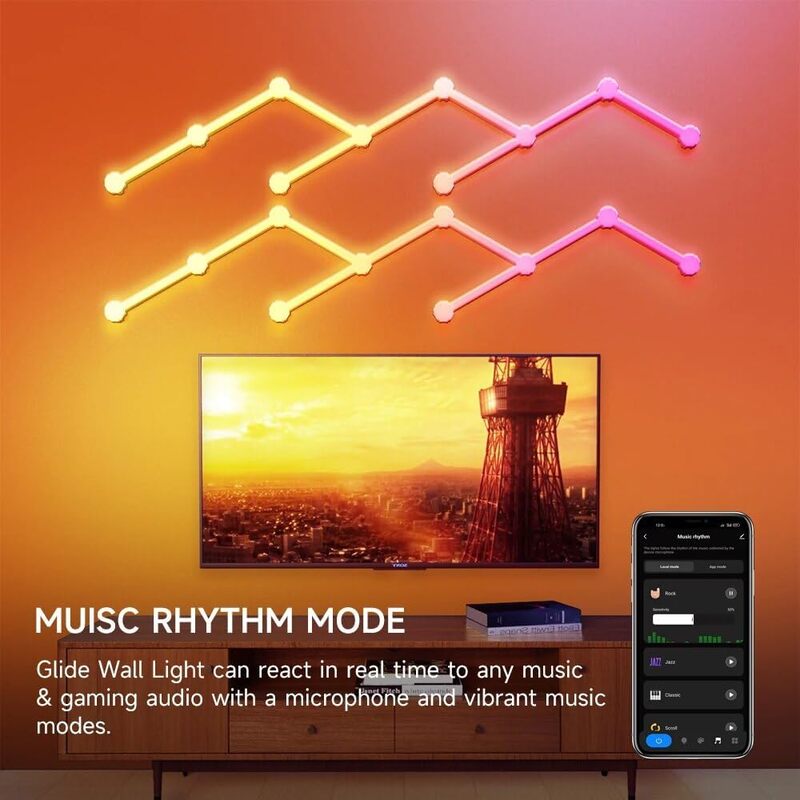 Smart Wi-Fi, LED night light with remote control, music sync, for bedroom and TV decoration