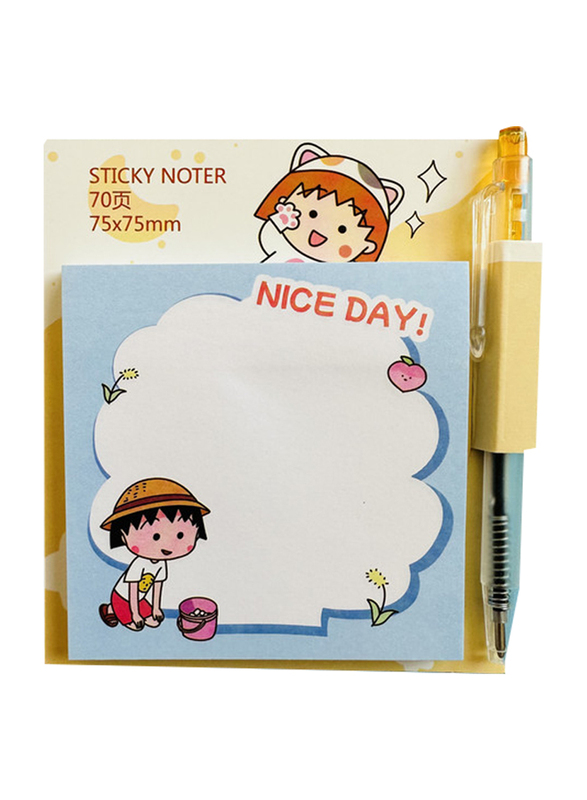 Nice Day Print Sticky Note, 75 x 75mm, 70 Sheets, Blue