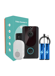 Wifi Video Doorbell V7 Smart Surveillance Camera with IP Video Intercom System Cloud Record Apartment Alarm, Black